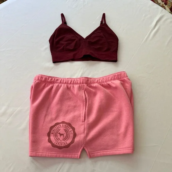 Victorias Secret PINk Campus Fold over Waist Shorts Size L AND ST Sport Bra - Picture 3 of 13
